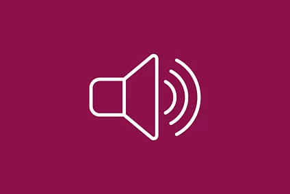 White FES icon showing a loudspeaker