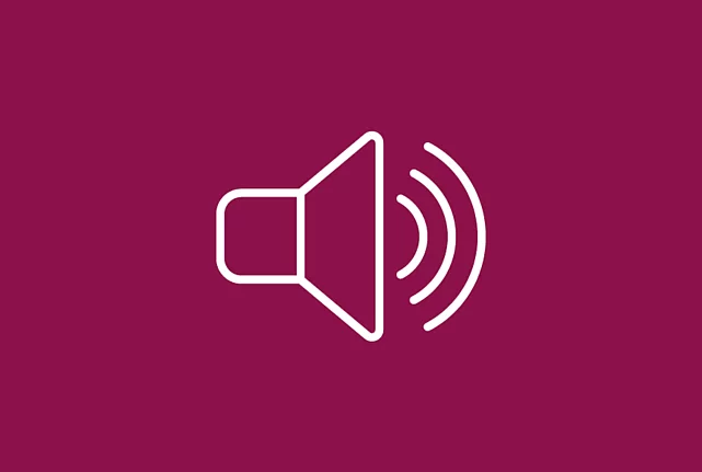 White FES icon showing a loudspeaker